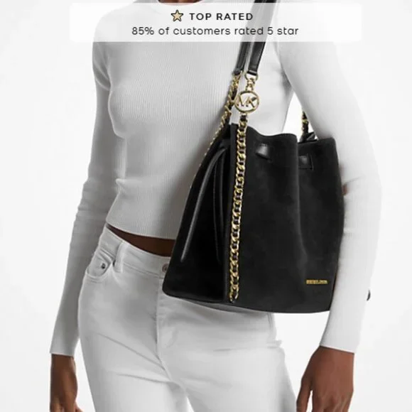 Michael Kors Mina Large Suede Chain Shoulder Bag - Picture 16 of 16